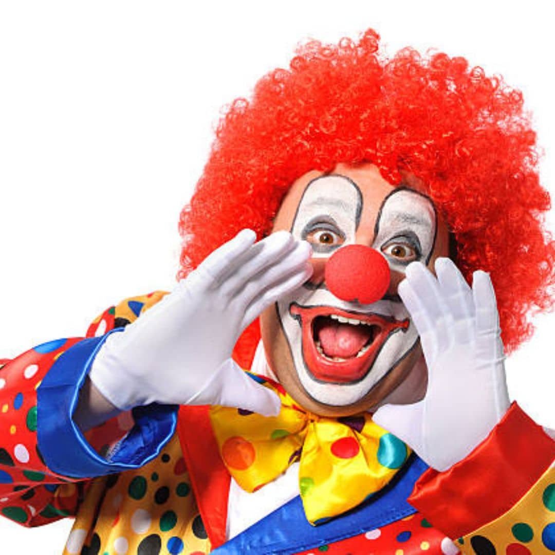 Clown with a red nose greeting guests in Southeast Asia Clown with a red nose greeting guests in Southeast Asia