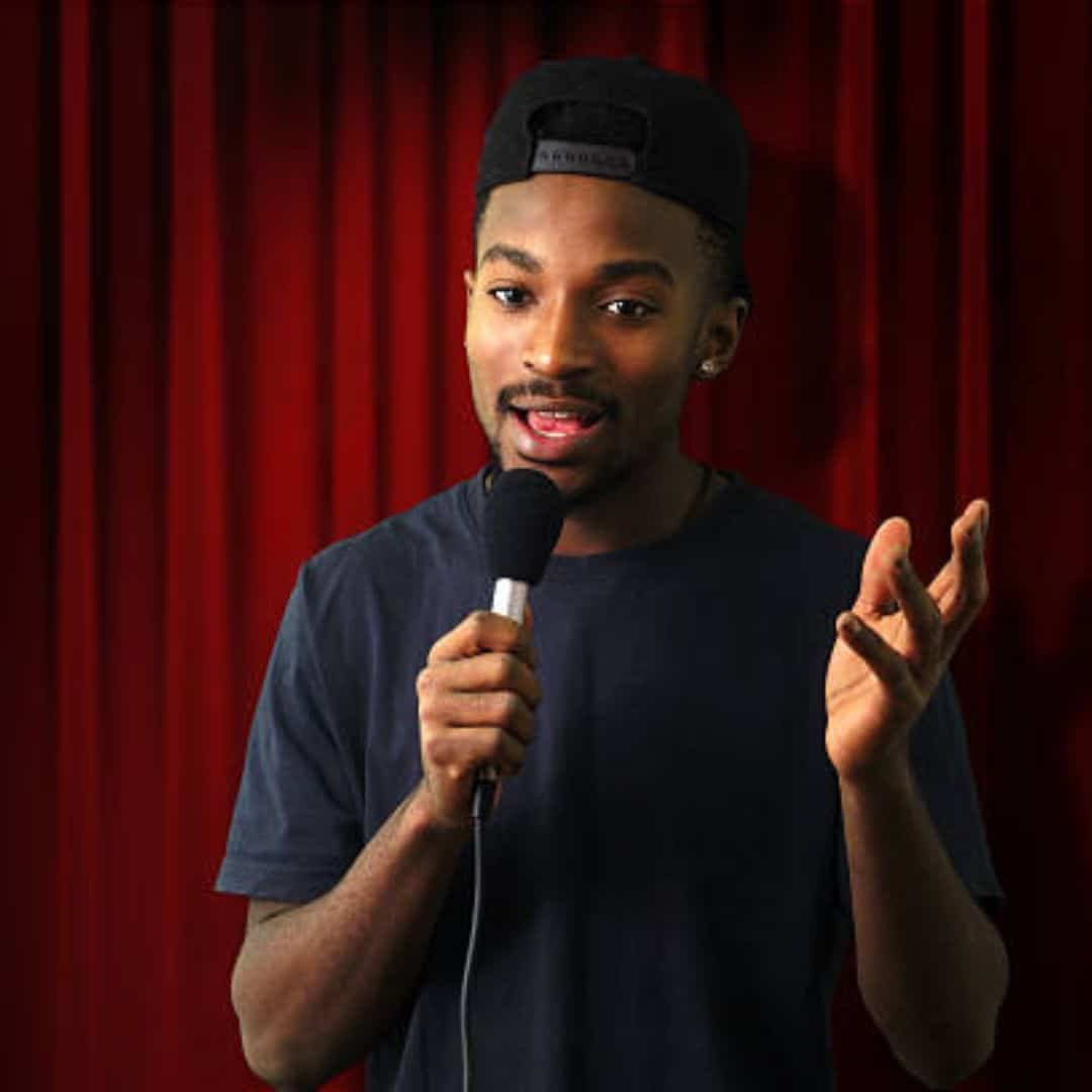 Comedian performing a stand-up set in Southeast Asia Comedian performing a stand-up set in Southeast Asia