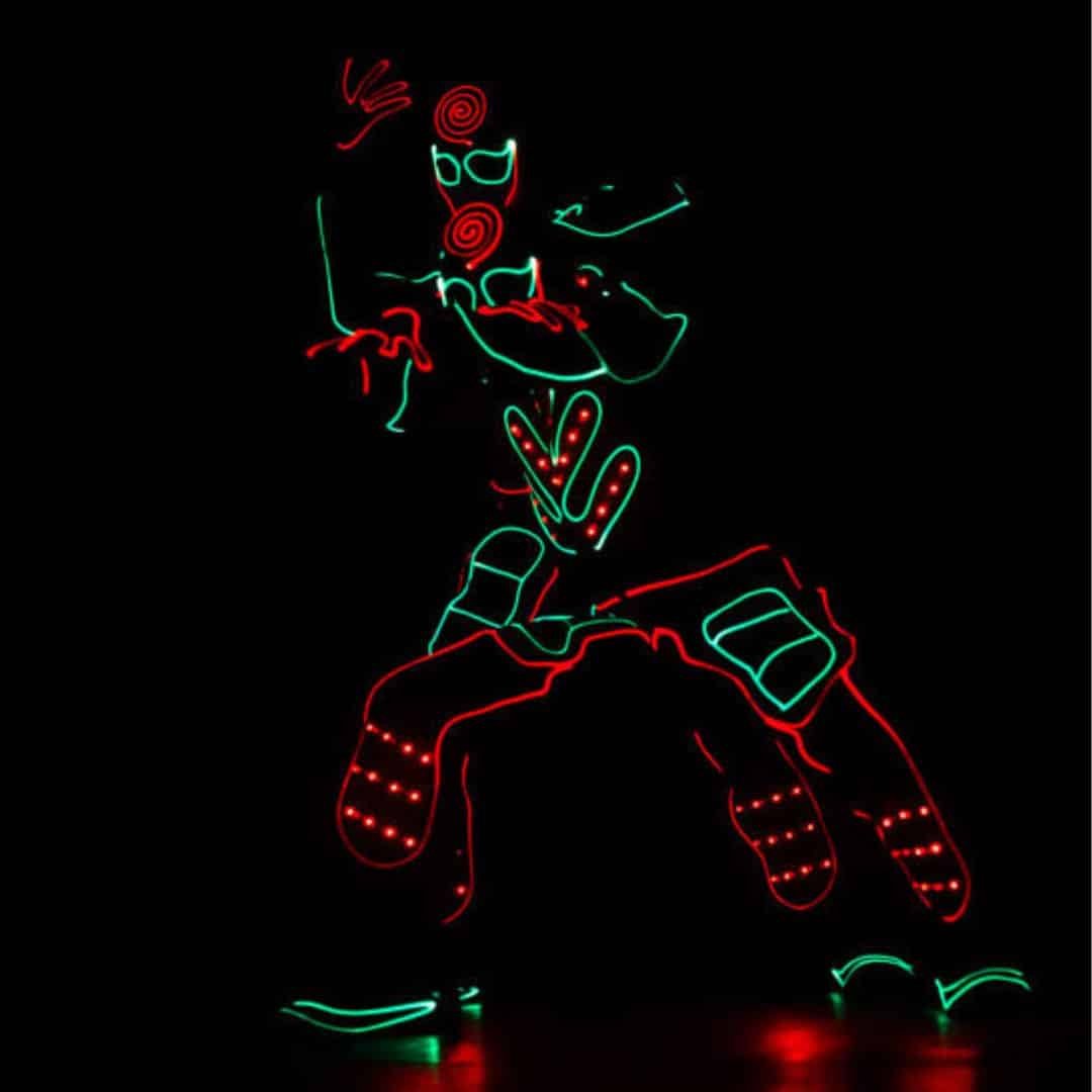 Solo LED dancer in a glowing suit in Southeast Asia Solo LED dancer in a glowing suit in Southeast Asia